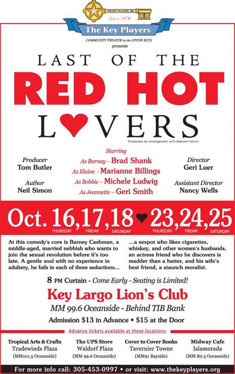 Last Of The Red Hot Lovers 2008 The Key Players