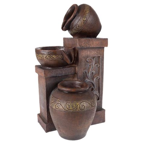 Pure Garden Tabletop Led Water Fountain With Rustic Jugs