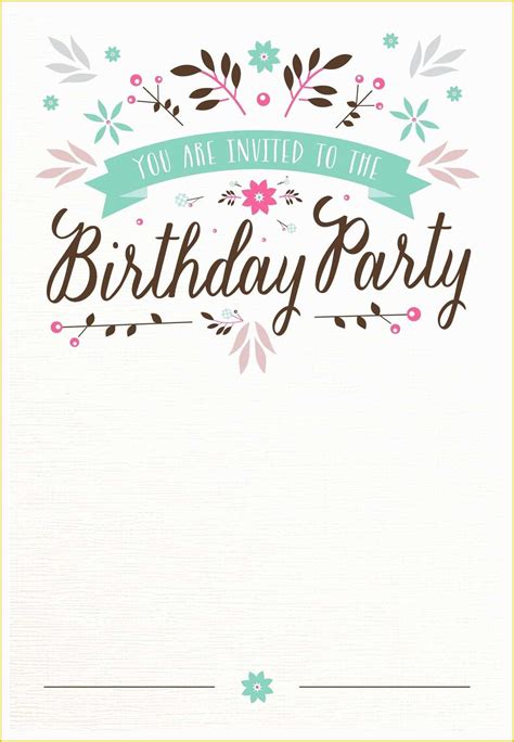 Free Birthday Invitation Templates For Adults Of Flat Floral Free