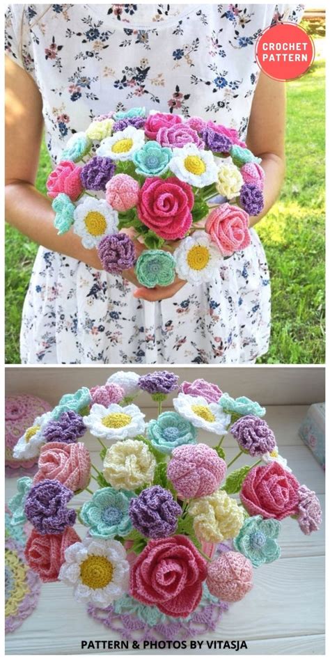 Beautiful Crochet Wedding Flower Bouquets For The Bride The Yarn Crew