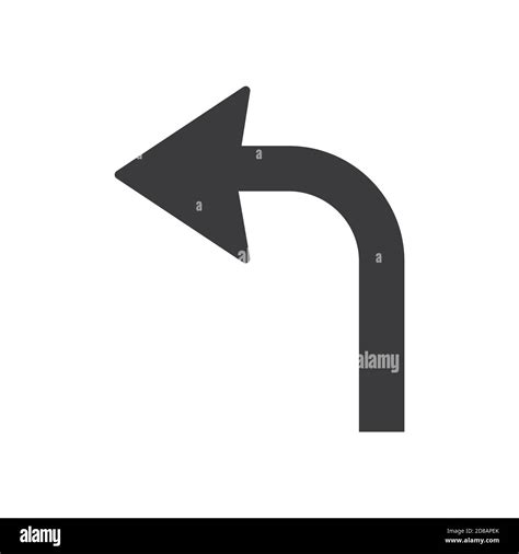 Turn Left Glyph Icon Road Sign Vector Illustration In White Background