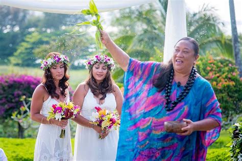 Colorful Kauai Lesbian Destination Wedding Equally Wed Hawaiian Wedding Destination Wedding