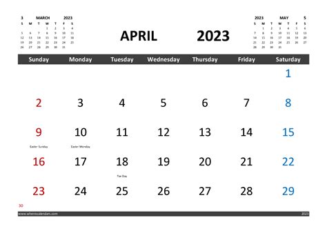 Free April 2023 Calendar Printable With Holidays