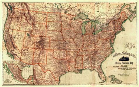 United States 1890 Railroads Kroll Antique Maps