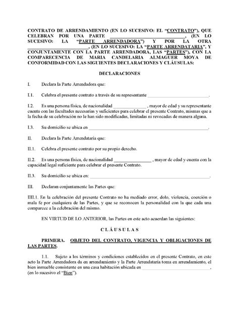 Contrato De Arrendamiento De Casa Descargar Formato Pdf Legalario