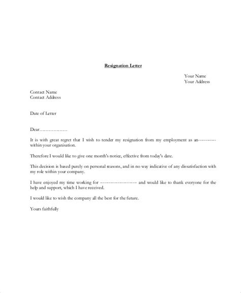 Notice Format For Leaving Job Sample Resignation Letter