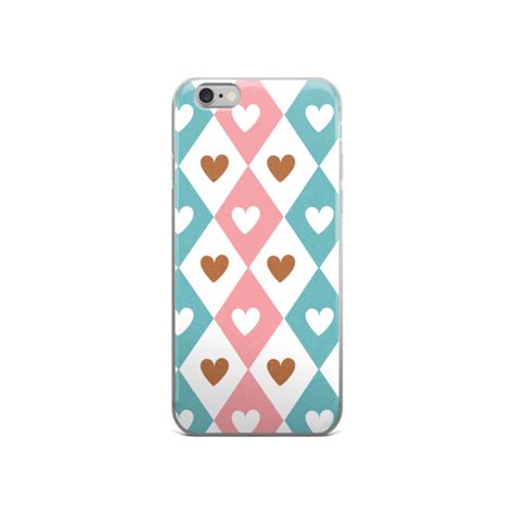 Decorative Seamless Pink Blue White Brown Hearts Pattern Iphone 55sse