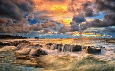 Nature Landscape Sunset Coast Beach Sky Clouds Sea Rock Bali