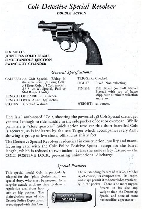 Colt Pistols And Revolvers For Firearms Collectors Detective Special