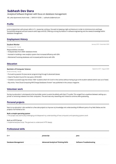 Sample cv is for the candidates who have good work experience but lesser qualification then the one expected for the position. The Best CV Format For Freshers examples - Jofibo
