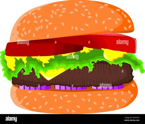 Burger Vector Illustration Hamburger Cheeseburger Illustration Vector