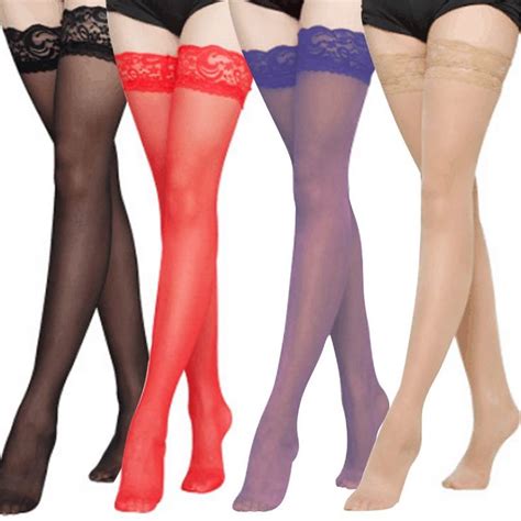 1pair Womens Sexy Stocking Sheer Lace Top Thigh High Stockings Nets For Women Female Stockings
