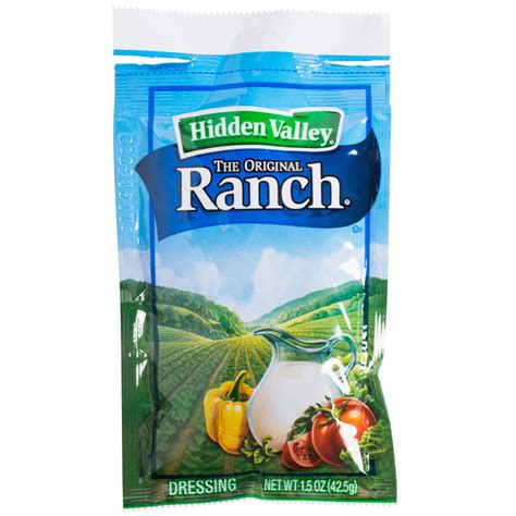 Hidden valley original ranch dressing mix is made with a blend of onion, herbs, mustard, salt, garlic, black pepper, chives, paprika, and parsley. Hidden Valley 1.5 oz. Original Ranch Dressing Packet - 84/Case