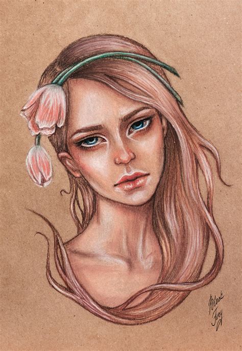 girl with tulips by blackfurya on deviantart