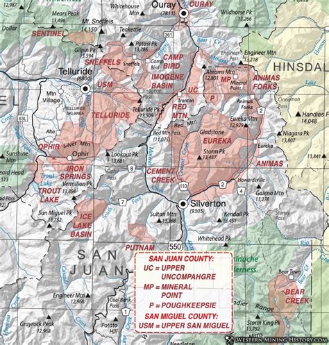 San Juan County Colorado Mining Districts Western Mining History