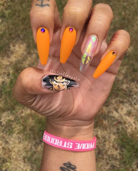 Simple dragon ball z nails. Dragon Ball Z Nails By: Impeakablenails Pinterest @Hair,Nails, And Style | Coffin nails designs ...
