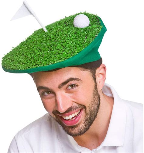 Funny Joke Golf Course Fancy Dress Hat Beret With Grass And Ball