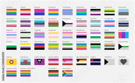 Lgbt Symbols In Flat Pride Flags List Rainbow Flag Vector De Stock