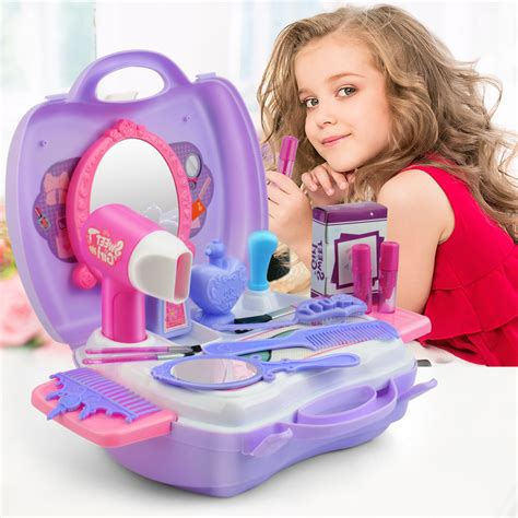 21 Pcs Pretend Play Set Hair Dryer Makeup Toy Set Beauty Fashion Little