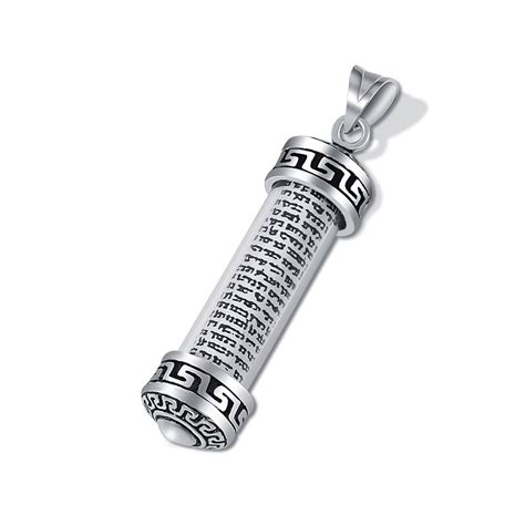 Sterling Silver Mezuzah Pendant With A Scrolls Concealed In Glass