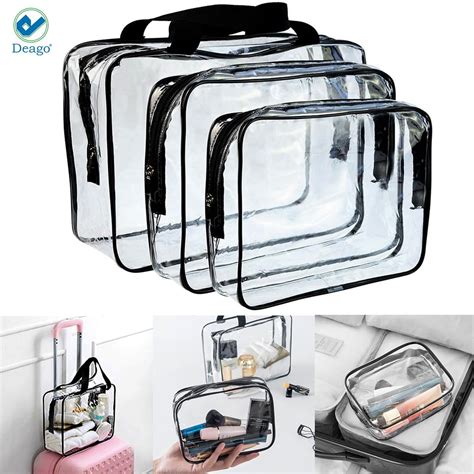 Deago 3pcs Clear Cosmetic Makeup Bags Toiletry Bags Set With Zipper