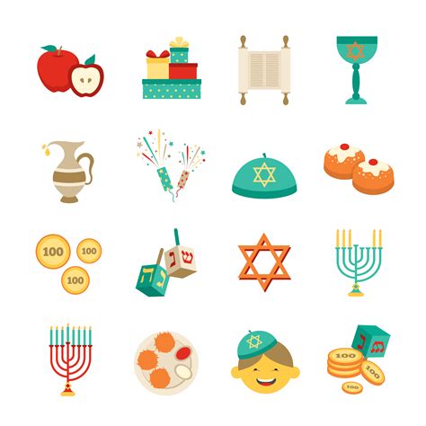 Symbols Of Hanukkah Icons Set 466010 Vector Art At Vecteezy