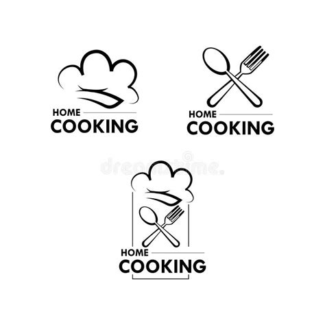 Set Of Black Cooking Logo Template Design Collection Stock Vector