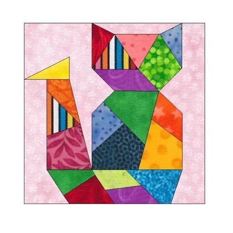 Any cat lover would love a cat quilt block comforter. ALL STITCHES - CRAZY CAT PAPER PIECING QUILT | AllStitches