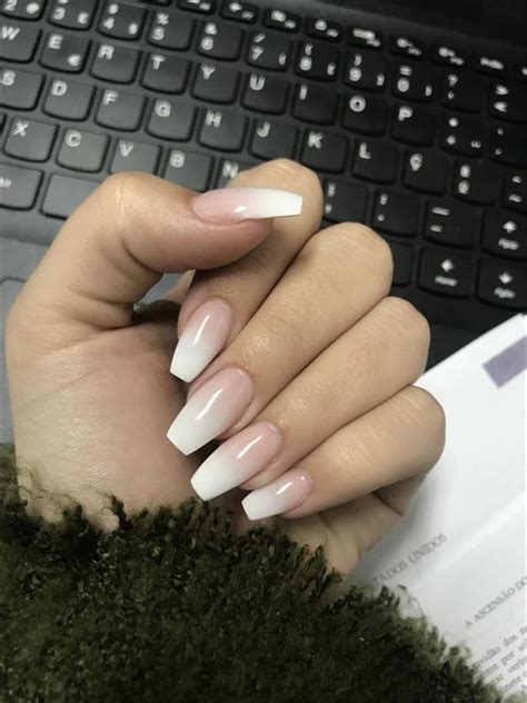 20 French Fade With Nude And White Ombre Acrylic Nails