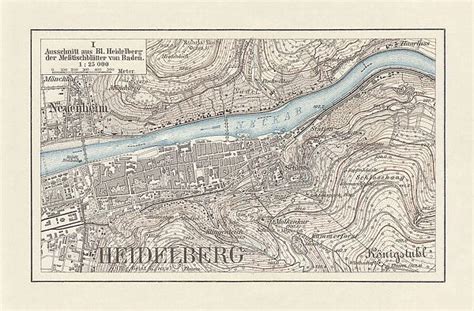 Historical City Map Of Heidelberg Baden Waoerttemberg 15372237