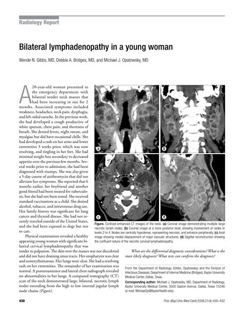 Pdf Bilateral Lymphadenopathy In A Young Woman