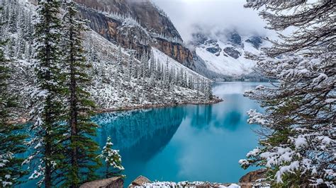 Nature Landscape Moraine Lake Canada Winter Turquoise Water