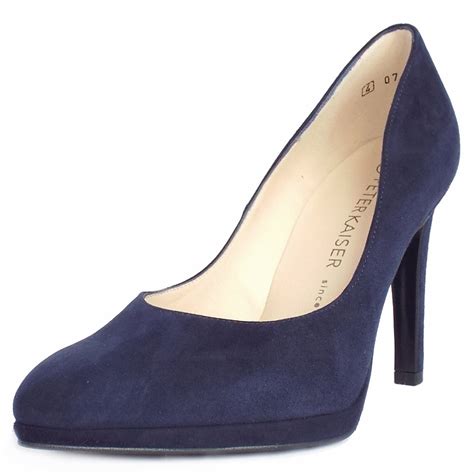 Peter Kaiser Herdi Womens Court Shoes In Navy Suede Mozimo