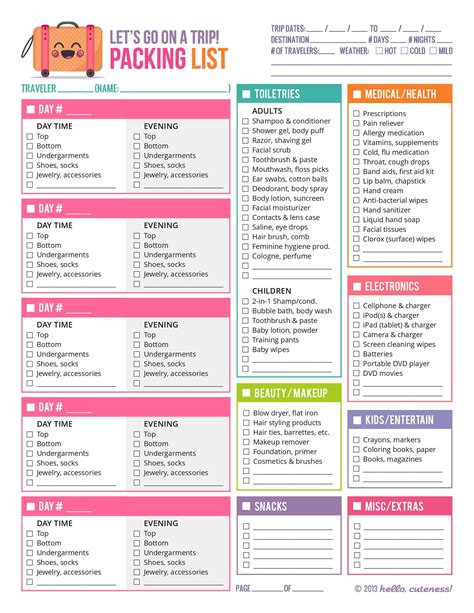 40 Awesome Printable Packing Lists College Cruise Free Printable