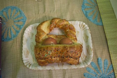Do not cook the whole eggs, as they will bake at the same time that the bread does. Sicilian Easter Bread - An American in Rome