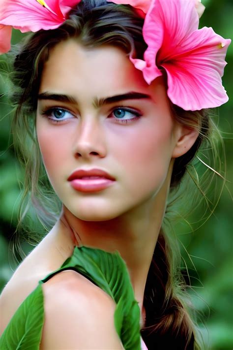 brooke shields pretty girl floral hibiscus flowers fashion beauty hair beauty most