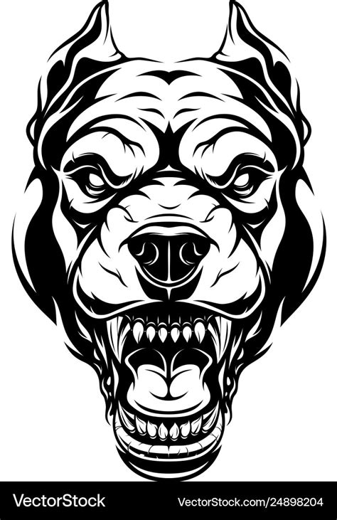 Ferocious Pitbull Dog Head Royalty Free Vector Image