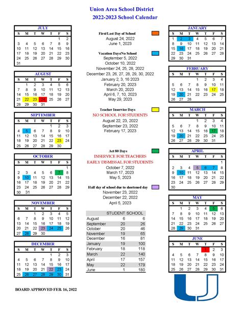 Union Area School District Calendar 2023 And 2024