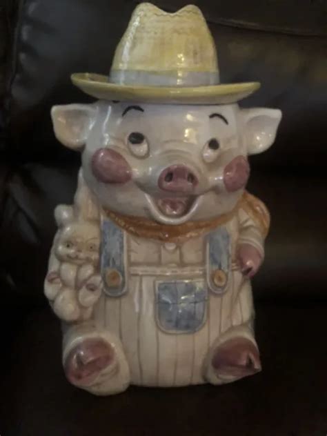 Vintage S Farmer Pig Cookie Jar By Treasure Craft Made In Usa