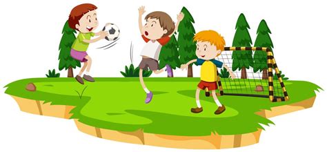 Boys Playing Soccer In The Field 446764 Vector Art At Vecteezy
