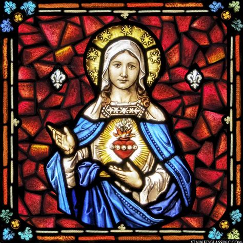 Heart Of Mary Religious Stained Glass Window