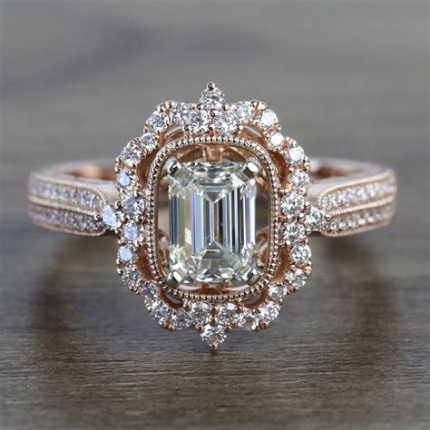 Vintage Emerald Diamond Engagement Rings Vintage Inspired 104 Carat