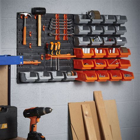 Vonhaus 44 Piece Pegboard Wall Mounted Panel Set Garage Tool Storage