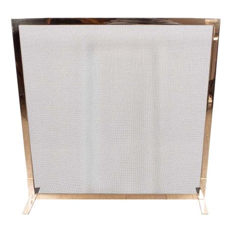 Custom Modern Fire Screen In Polished Brass With Curved Corner Detail