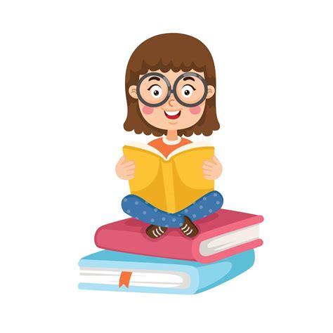 Ilustración de una niña leyendo un vector de libro 2494697 Vector en