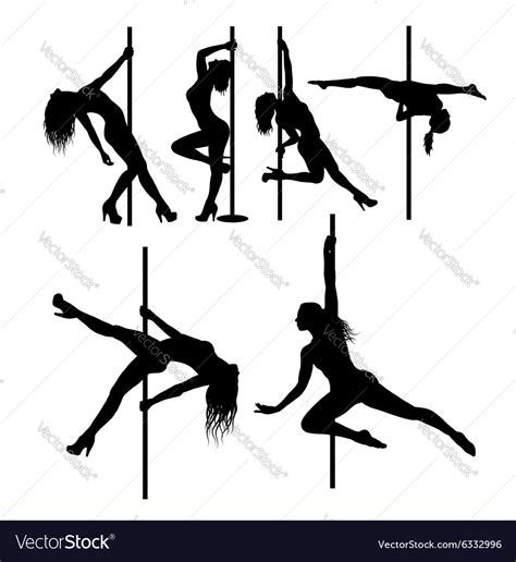 Pole Dancer Sexy Female Silhouettes Royalty Free Vector