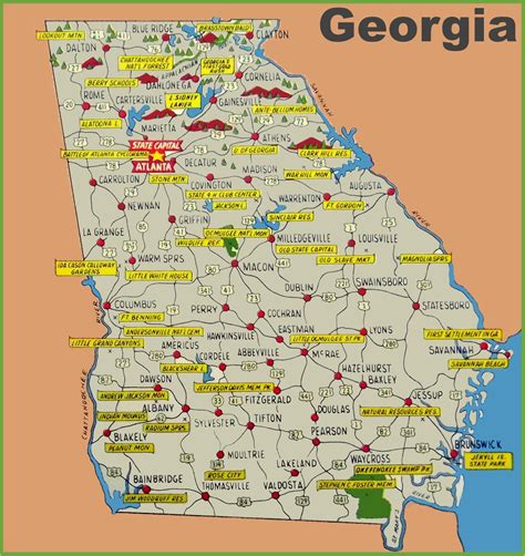 Map Of Georgia Cities And Towns Georgia State Maps Usa Maps Of Georgia