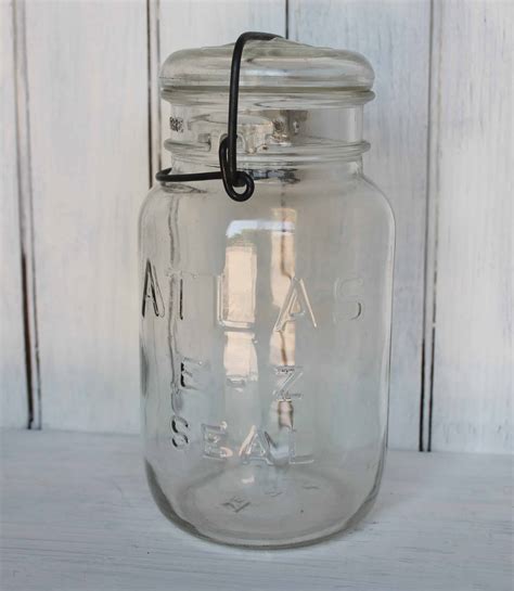 Home Living Antique Pint Atlas E Z Seal Canning Jar With Wire