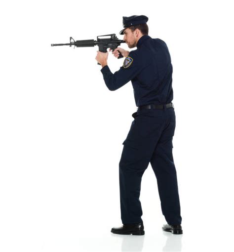 Police Aiming Holding Machine Gun Stock Photos Pictures And Royalty Free