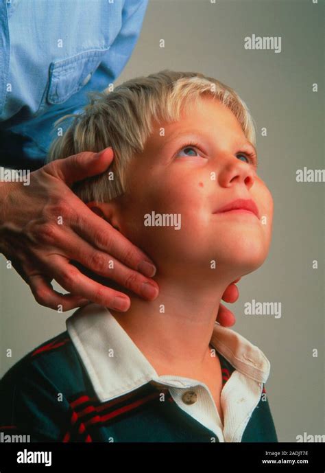 Neck Gland Examination Paediatric Doctor Presses The Glands In The